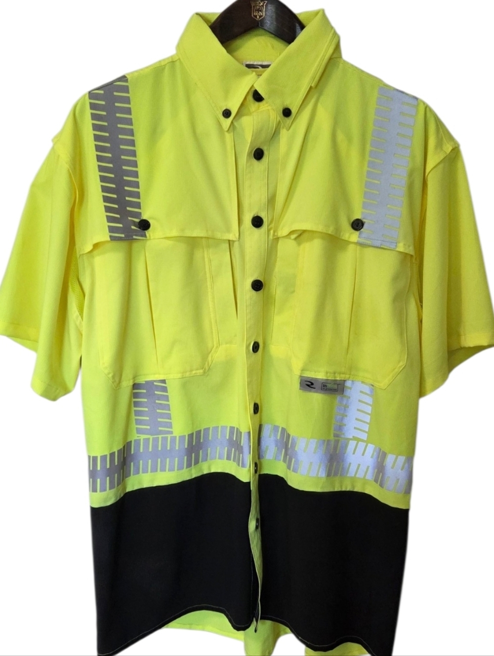 Radians High Visibility Safety Work Shirt Mens M Yellow Black Reflective Class 2